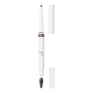 White e.l.f. waterproof eyebrow pencil with brush and caps, isolated on white