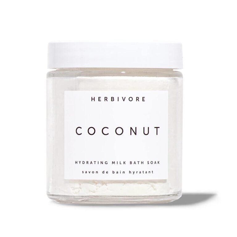 Jar of Herbivore Coconut Hydrating Milk Bath Soak, white label