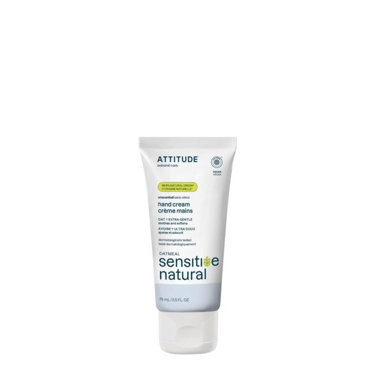 White tube of Attitude hand cream, "sensitive natural" with oatmeal