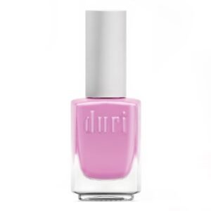 Bottle of Duri brand nail polish, light pink color, white cap