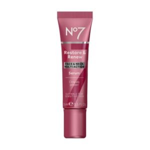 No7 Restore & Renew Face & Neck Multi Action Serum tube