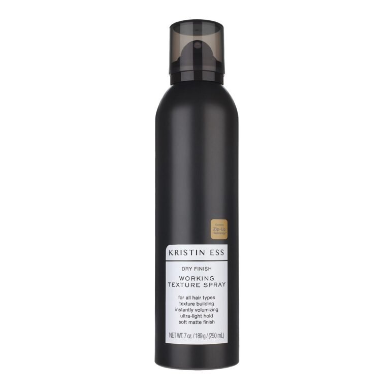 Black Kristin Ess Dry Finish Working Texture Spray bottle on white background