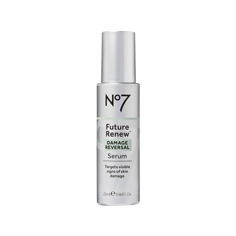 No7 Future Renew Damage Reversal Serum bottle on white background