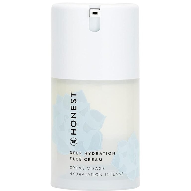 White "Honest" deep hydration face cream bottle with floral design