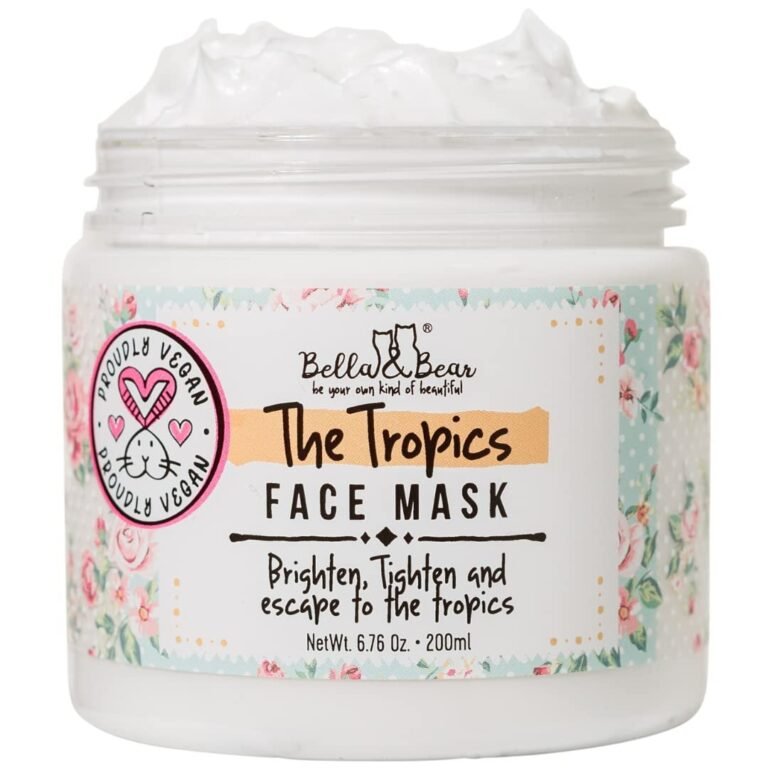 Jar of "The Tropics" face mask with floral design and "Proudly Vegan" label