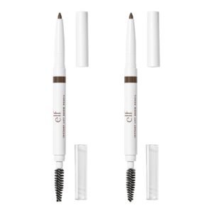 Two e.l.f. Instant Lift Brow Pencils with caps and spoolie brushes