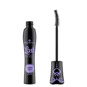 Essence Lash Princess mascara, black bottle with brush applicator, isolated on white