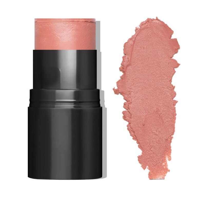 Blush stick with a swatch of the product next to it
