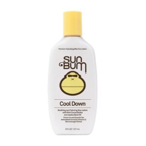 Sun Bum Cool Down after-sun lotion bottle with yellow cap and logo
