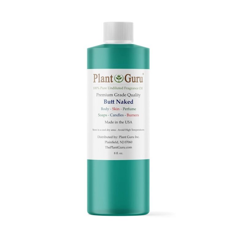 Teal bottle of "Butt Naked" fragrance oil by Plant Guru