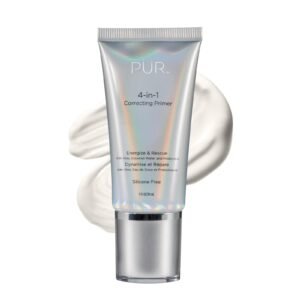 Pur 4-in-1 correcting primer tube with white cream background