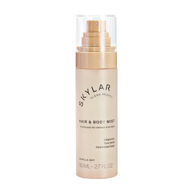 Skylar Vanilla Sky hair and body mist spray bottle on white background