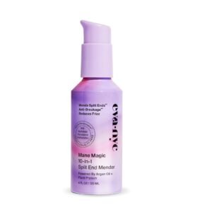 Purple Eva NYC Mane Magic split end mender bottle on white background
