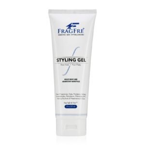 White tube of FragFre styling gel with blue accents and text
