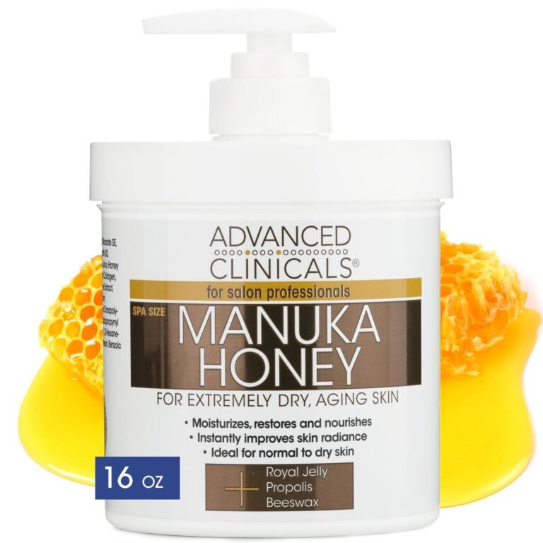 Manuka Honey cream jar with honeycomb and honey dripping on the side
