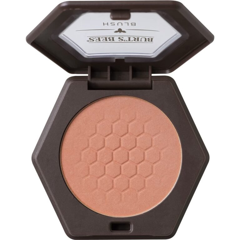 Burt's Bees blush compact with honeycomb pattern and open lid