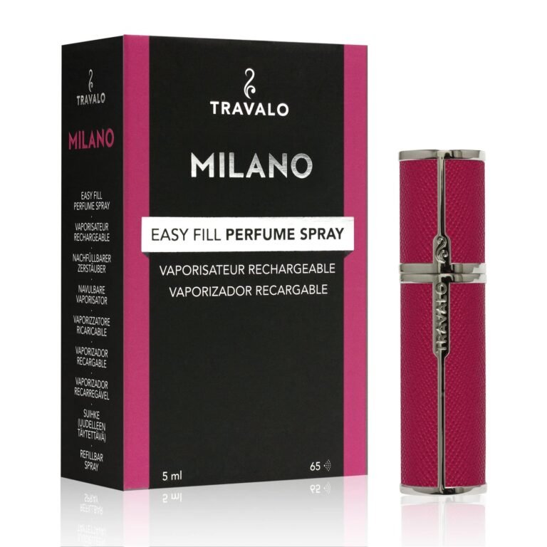 Box and perfume spray for "Milano" by Travalo, easy fill, rechargeable