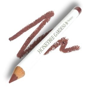 Honeybee Gardens lip liner pencil with brown swatches on white background
