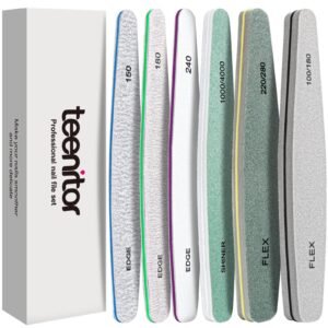 Teenitor professional nail file set with various grit nail files