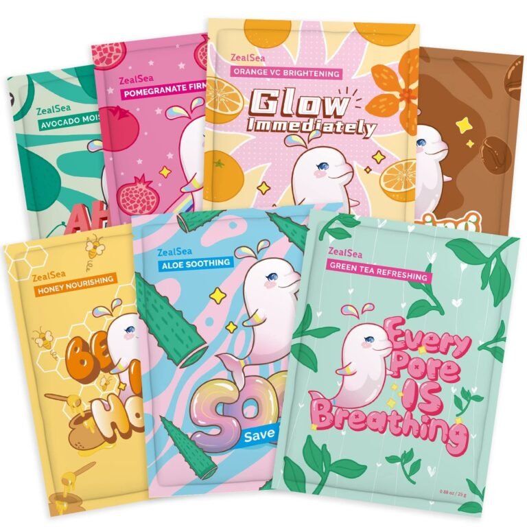 Collection of ZealSea face mask packets with cute dolphin illustrations