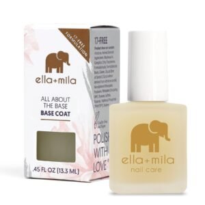 Ella+Mila base coat nail polish with box, featuring elephant logo and text