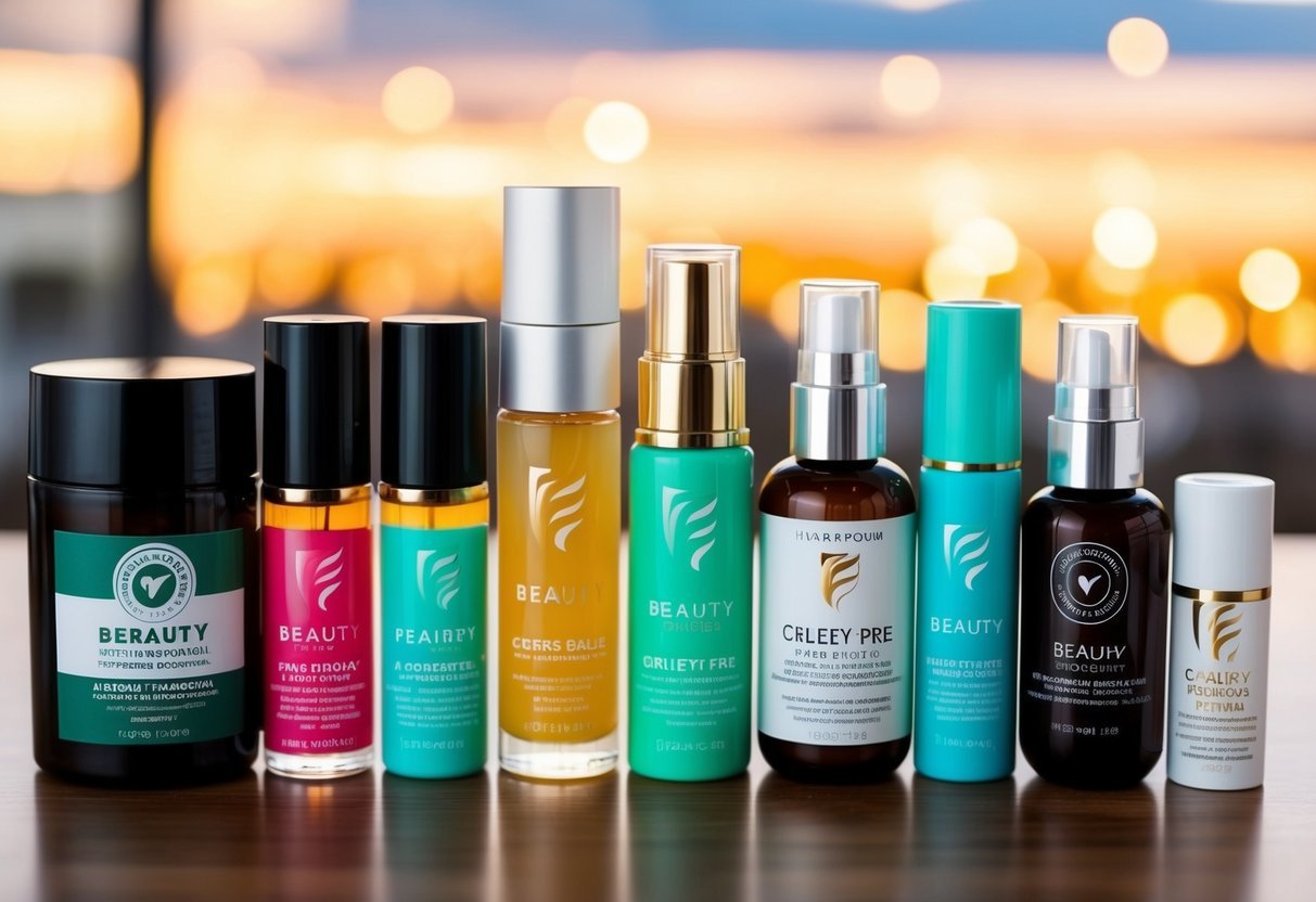 A variety of beauty product labels with different cruelty-free logos displayed clearly and prominently