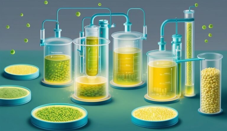 Laboratory beakers and petri dishes with various plant-based substances