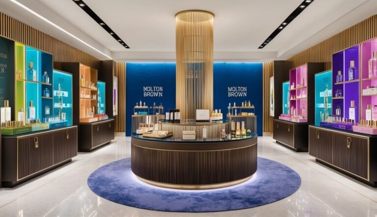 Molton Brown store interior with product displays and a central display table